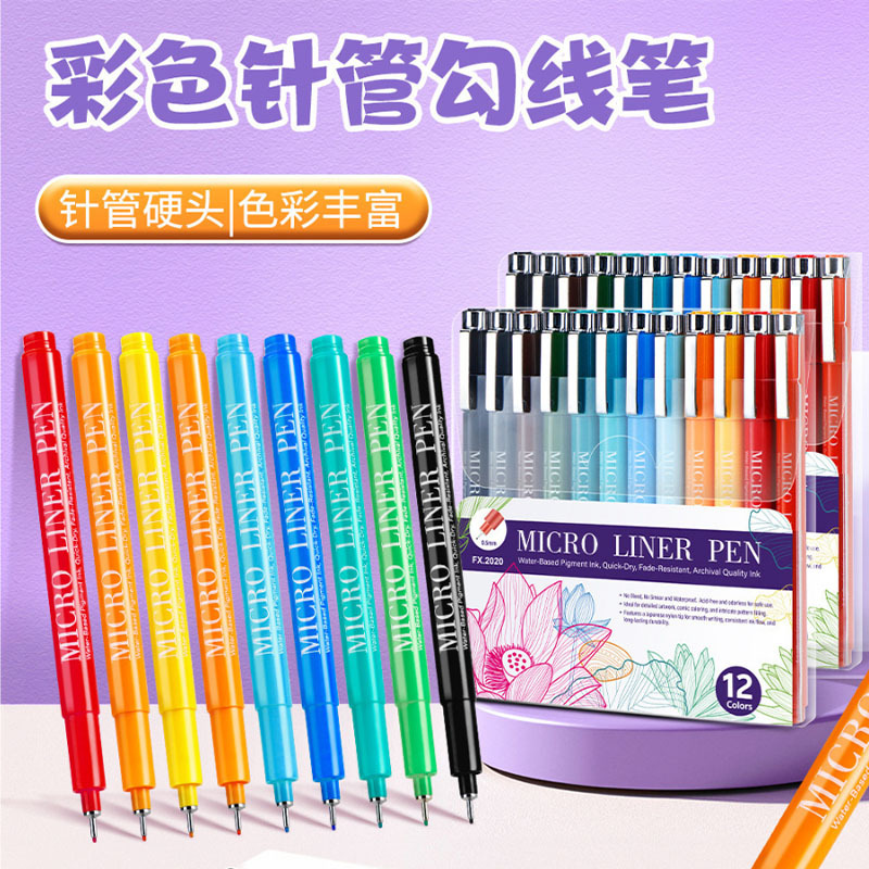 Colorful Fineliner Pens for Students, Art, Comics, Outlining, Waterproof, Quick-Drying, Drawing and Sketching Special Pen Set