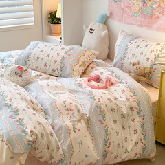 Ins-style pure cotton four-piece set, fresh and clean 100% cotton four-piece set, student dormitory three-piece set