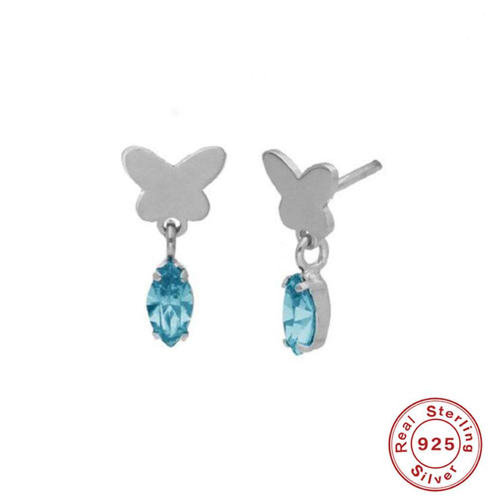 Fashion Butterfly Sterling Silver Plating Zircon Drop Earrings 1 Pair