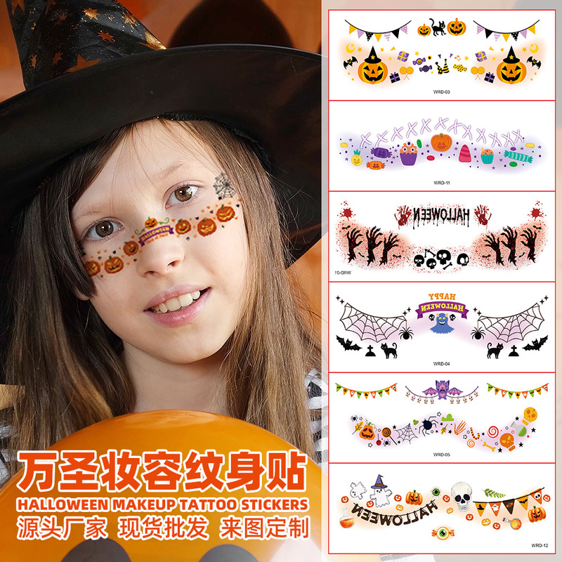 New Cross-Border Halloween Pumpkin Bat Garland Cute Funny Face Party Waterproof Temporary Tattoo Stickers New Cross-Border Halloween Pumpkin Bat Garland Cute Funny Face Party Waterproof Temporary Tattoo Stickers