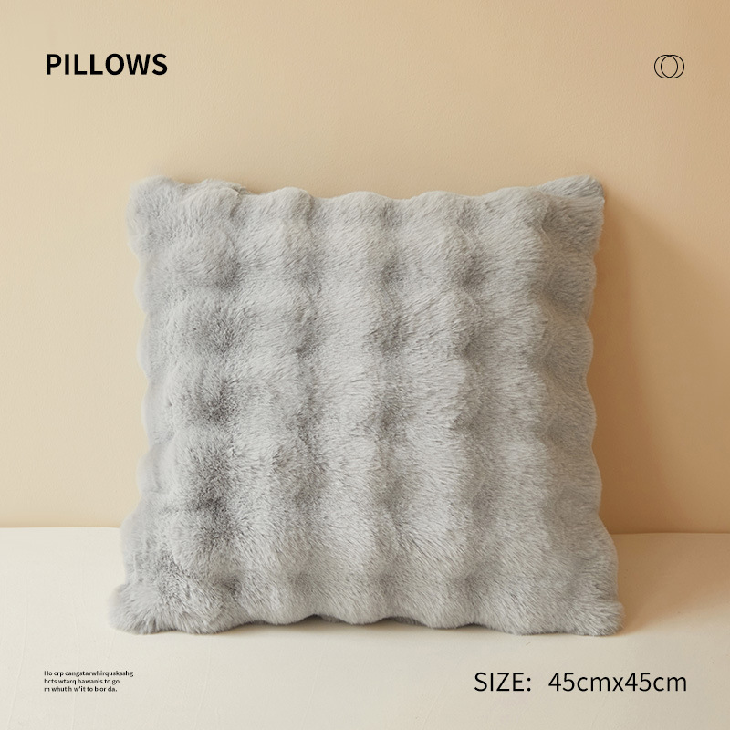 Almohada de piel de conejo de doble cara, sofá, almohada para sala de estar, respaldo para oficina, cojín de cabecera de invierno, núcleo de almohada, hogar para automóvil