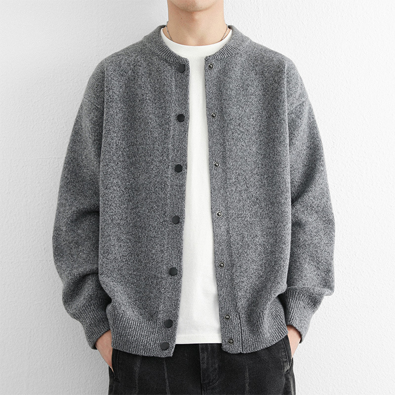 Autumn New Round Neck Solid Color Casual Men's Knitted Cardigan Youth Long Sleeve Thickened Knitted Sweater Jacket Autumn New Round Neck Solid Color Casual Men's Knitted Cardigan Youth Long Sleeve Thickened Knitted Sweater Jacket