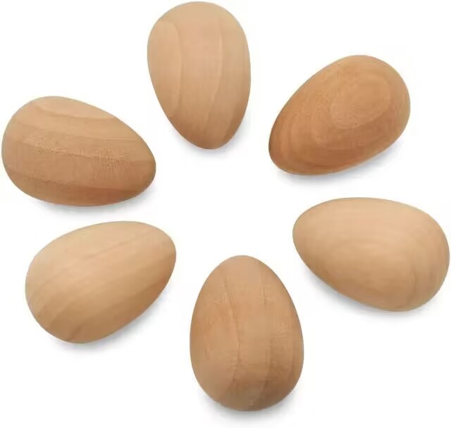 Venta caliente huevo de clavo de madera de Pascua sin pintar simulación de huevo de madera diy manualidades pintadas a mano graffiti de juguete para niños