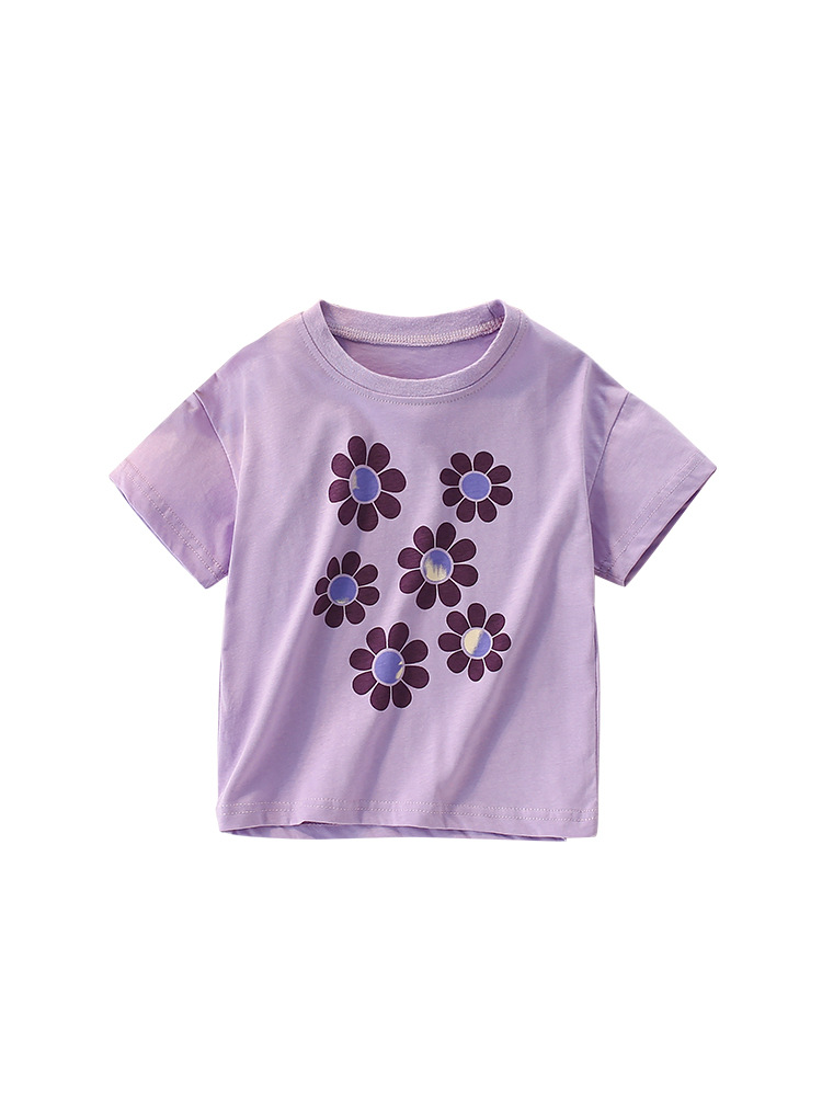 Malwee niñas de cuello redondo de verano nueva ropa infantil europea y americana camiseta para niños de manga corta casual chaqueta infantil