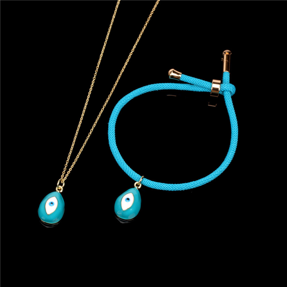 Conjunto De Pulsera Colgante De Ojo Turco Con Gotas De Aceite De Moda display picture 17