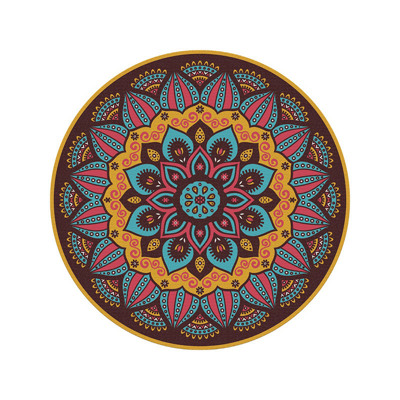 Vintage Nordischer Boho Teppich Rund Aus Samt Für Wohnzimmer_voghion.com