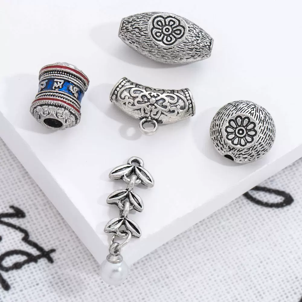 新款真古银保色电镀合金手工水晶手串手链饰品DIY配件隔珠隔片