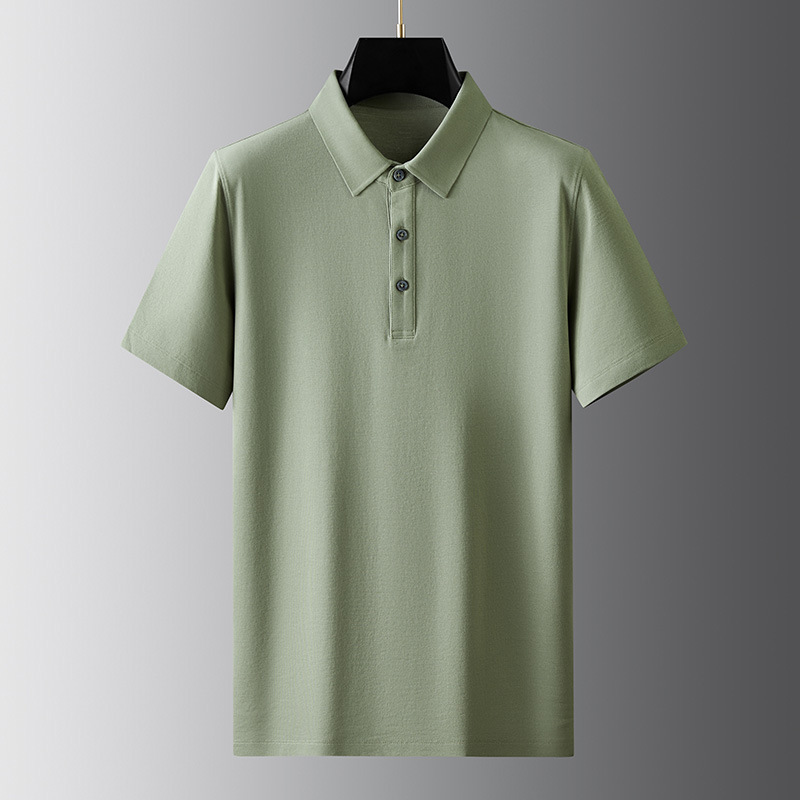 Summer Cool Polo Shirt Men's Solid Color Polo Collar Business Casual Short sleeved T-shirt Shirt Collar Half Sleeve_voghion.com