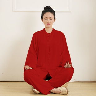 Tai Chi Practice Clothing for Women, Spring and Autumn Clothing, Chinese Yoga Clothing, Meditation Clothing, Layperson Clothing Set, Loose-Fitting Zen Style