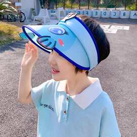 2024新款防晒空顶帽卡通大檐儿童帽子男女孩夏季户外遮阳可折叠帽
