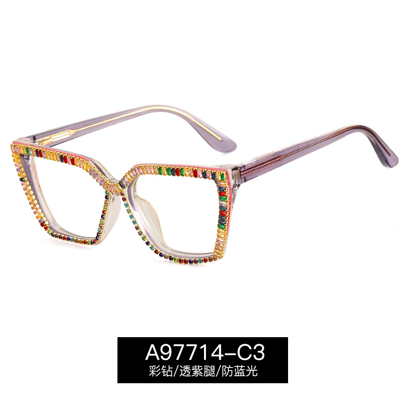 A97714 gafas de moda marcos de gafas de diamante hechos a mano marcos de gafas anti-luz azul gafas protectoras de ojos de mujer fábrica en stock