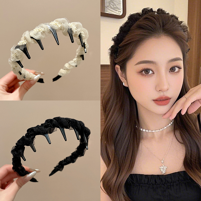 Diadema de pelo roto de malla de todo fósforo coreano, diadema de uso diario para mujeres, accesorios para el cabello, tocado de moda de alta gama