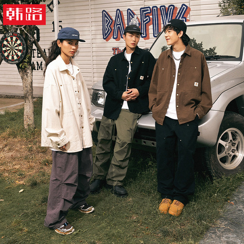 Washable American Retro Pure Cotton Long-Sleeve Shirt, Spring New Arrival High Street Loose Couple Women's Shirt Jacket q