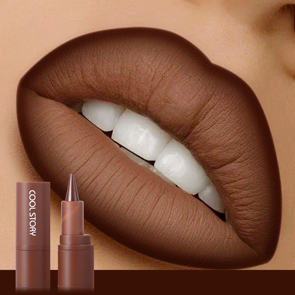 Matte lipstick, earth tone eyeshadow cream for autumn and winter, gradient blend lip liner lip combo undefined