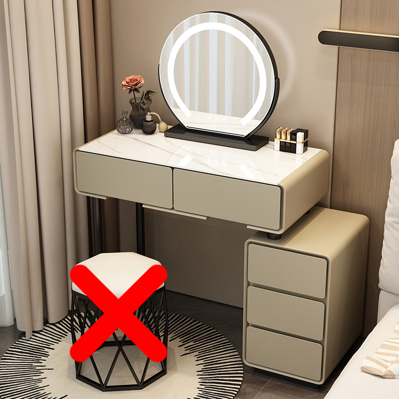 Tocador para el hogar Mesa de pizarra de roca simple con cajones Mesa de tocador de gran capacidad Mueble de almacenamiento junto a la cama Mesa de maquillaje integrada