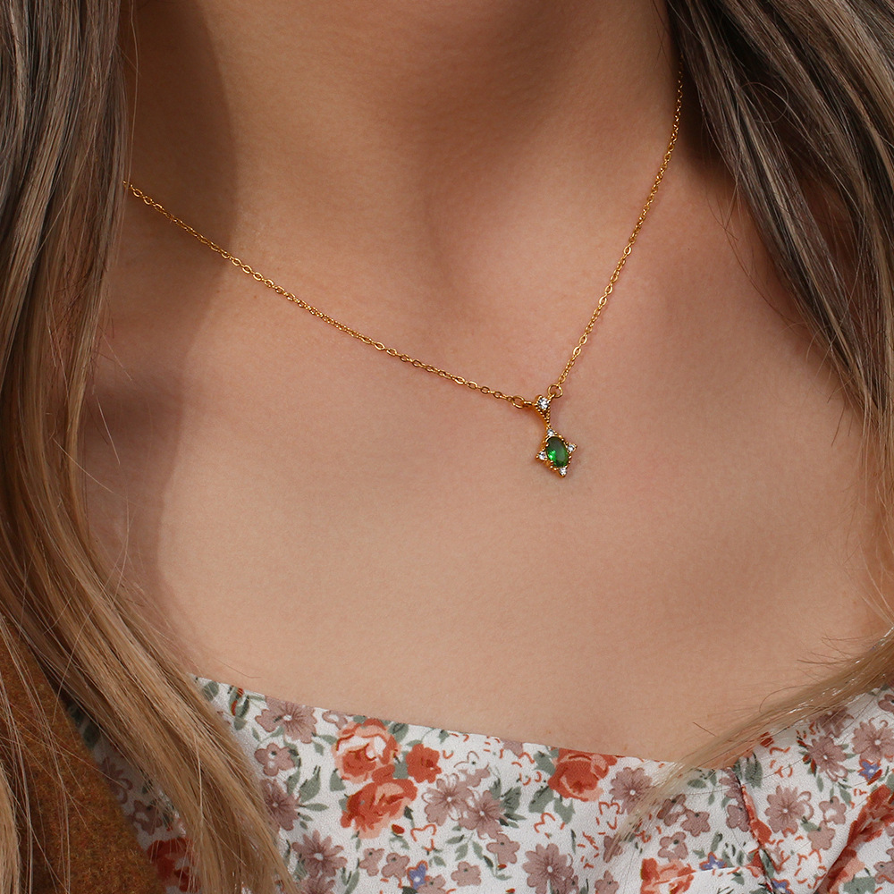 Simple Style Geometric Stainless Steel Necklace Inlaid Zircon Stainless Steel Necklaces_colorza_4