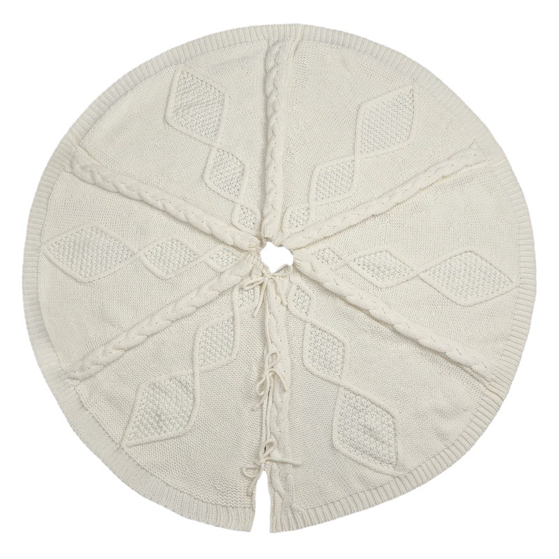 Nuevo producto de Navidad transfronterizo falda de árbol de punto blanco lechoso delantal de árbol de Navidad decoración de árbol de Navidad