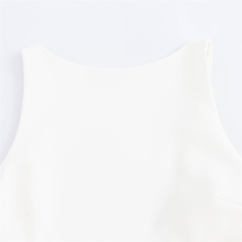Holiday, Daily Occasion Wholesale Women's Elegant Sexy Lettuce Trim Solid Color Holiday Daily Round Neck Sleeveless Tank Dress