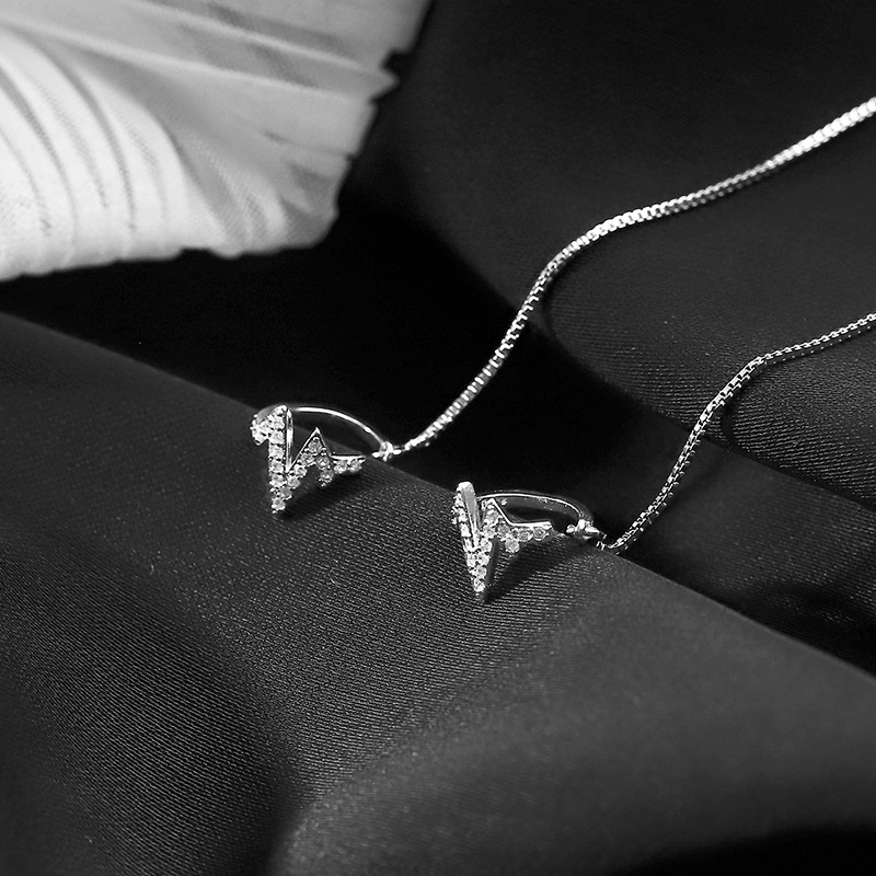 925 plata esterlina latido del corazón pendientes para mujeres 2022 nueva moda oído espárragos oído hueso clip oído cadena pendientes