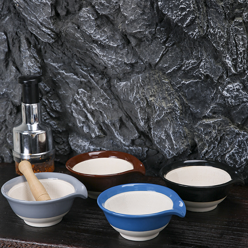 Large grinding bowl Japanese Foreign trade Original order ceramic bowl Japanese grinding bowl complementary food bowl ceramic grinding powder with grinding Rod Large grinding bowl Japanese Foreign trade Original order ceramic bowl Japanese grinding bowl complementary food bowl ceramic grinding powder with grinding Rod