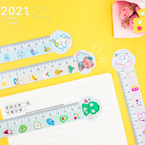 Creative cute cartoon soft ruler 15cm scale bendable plastic ruler primary school students drawing and measuring tool
