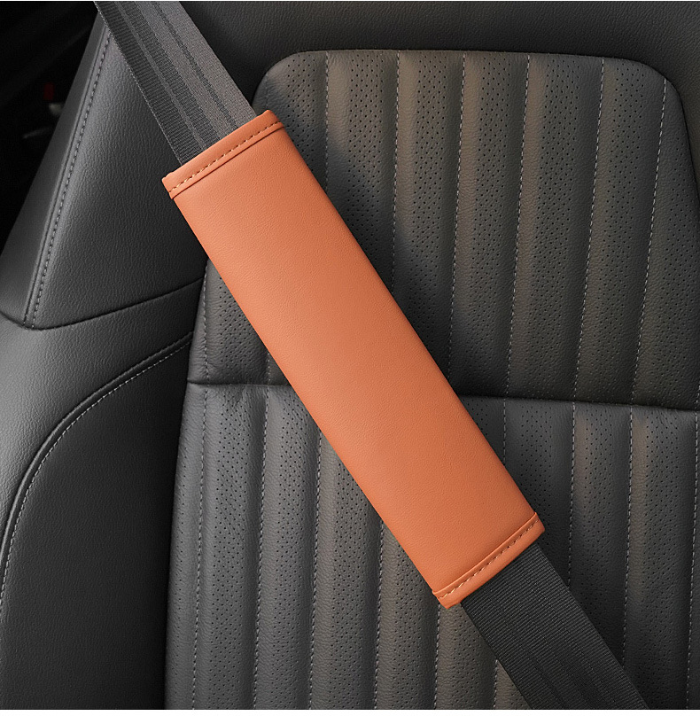 Car Seat Belt Shoulder Cover Leather Wear-resistant Comfortable All-season Universal Printable logo