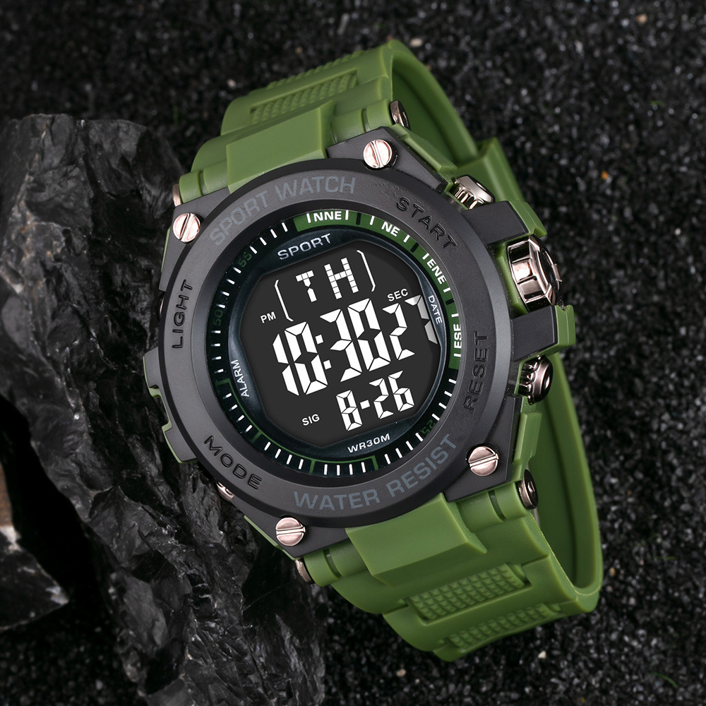 Reloj electrónico de deportes de estudiantes de secundaria y secundaria transfronterizos de gran dial personalizado alarma de luz nocturna al aire libre reloj electrónico