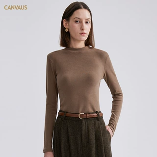 CANVAUS韩版加厚德绒打底衫女小立领秋冬季保暖百搭纯色简约上衣