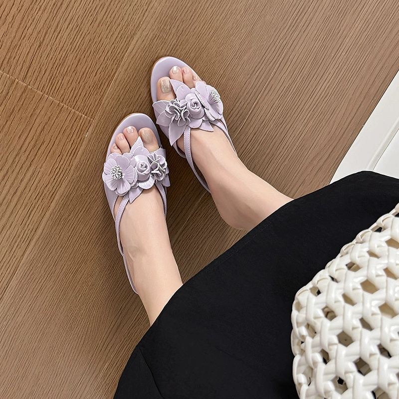 Высокий слайд, шлепанцы, летняя модная обувь, 2025 год, стиль Chanel, цветы