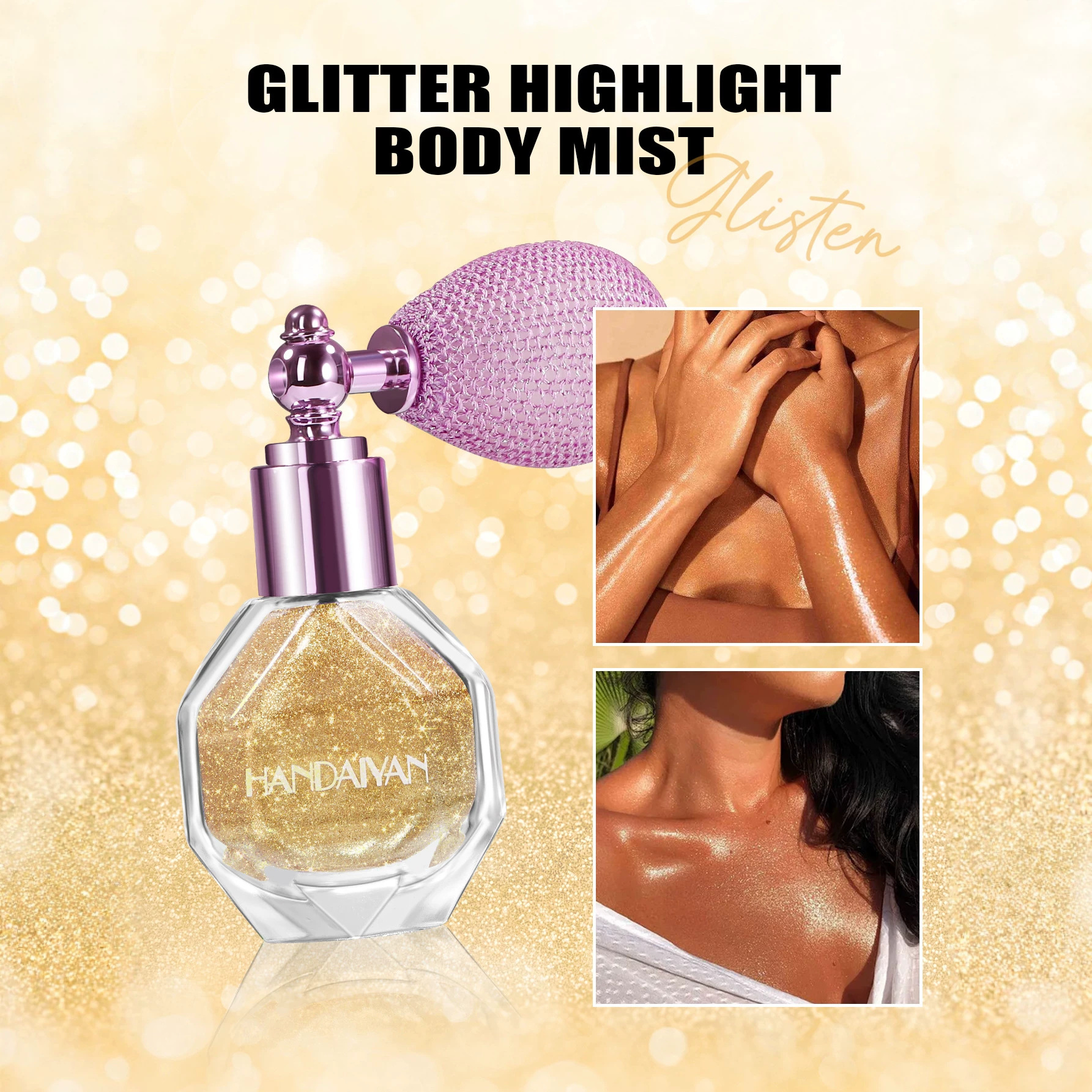 Handaiyan Spray Glitter Highlighter Glitter Spray Bottle Cross-Border Airbag Highlighter Body Brightener