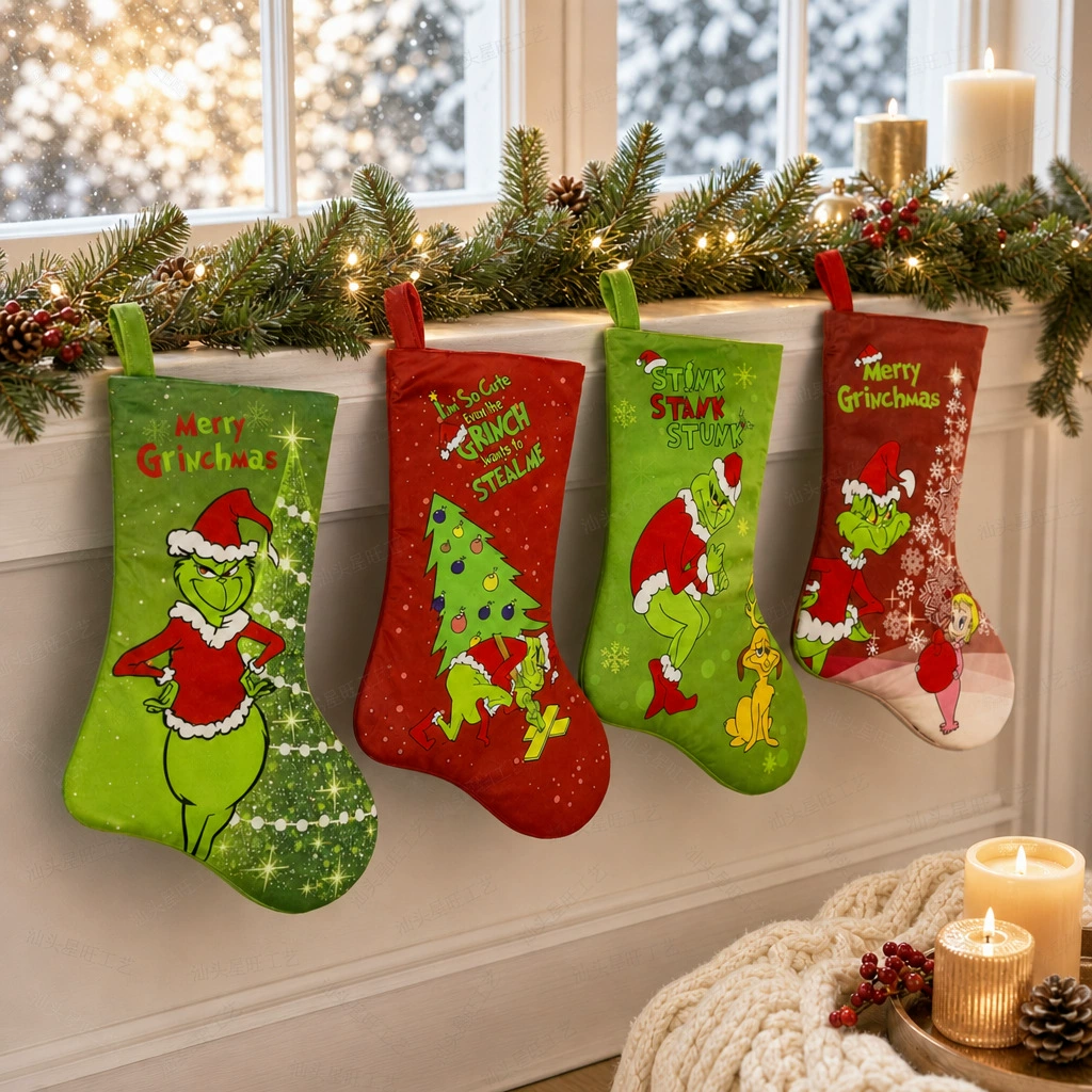 Green Christmas Grinch Socks