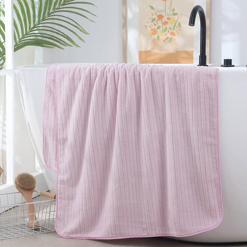Toalla de baño absorbente extra grande casa de baños para adultos Toalla grande a rayas suave y cómoda Toalla de playa multicolor de terciopelo coral