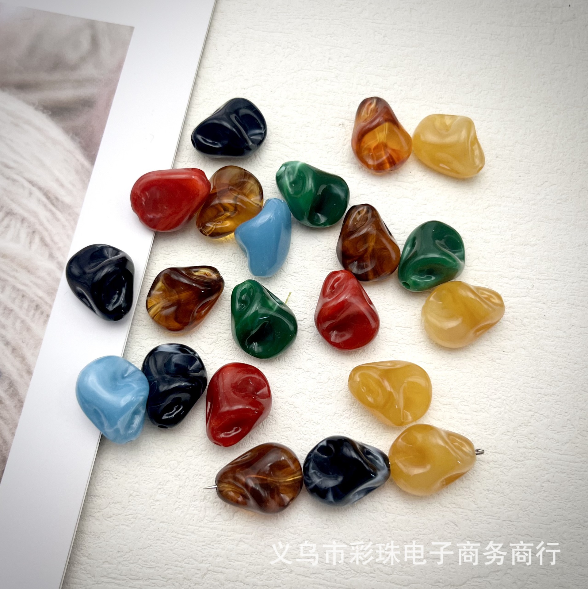 acrylic two-color round beads drop-shaped