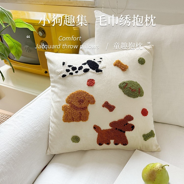 卡通动物抱枕客厅沙发靠枕套美式可爱床头靠垫小狗靠背多巴胺|undefined