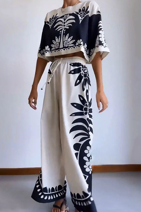 Regular Fit Fit Type Printing Pattern Summer Season Holiday Daily Beach Women's Vacation Printing Polyester Tassel Pant Co-ord Set Pants Sets