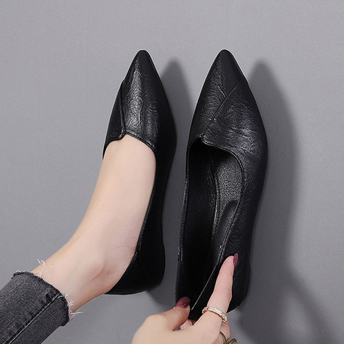 Soft two-wear flat shoes black  spring new shoes versatile professional shoes small leather shoes women's shoes trendy