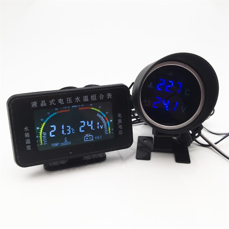 Lcd Car Water Temperature Voltmeter Two-In-One Combination Meter 12V24V Universal Truck Modified Digital Display Water Temperature Meter