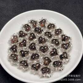 冰曜石爱心形魔盒晶体通透干净無杂裂屁桃爱心饰品通孔配件