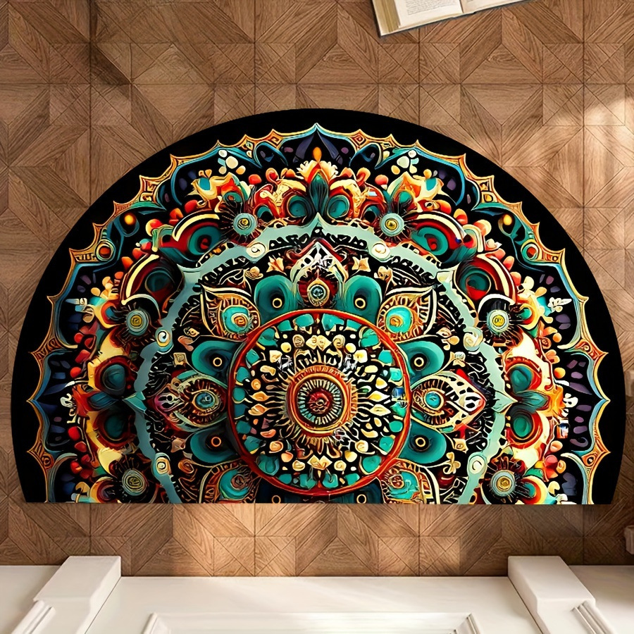 Estera floral transfronteriza estera impresa semicircular estera de suelo puerta de entrada estera de suelo puerta de baño absorción de agua estera de suelo sucia