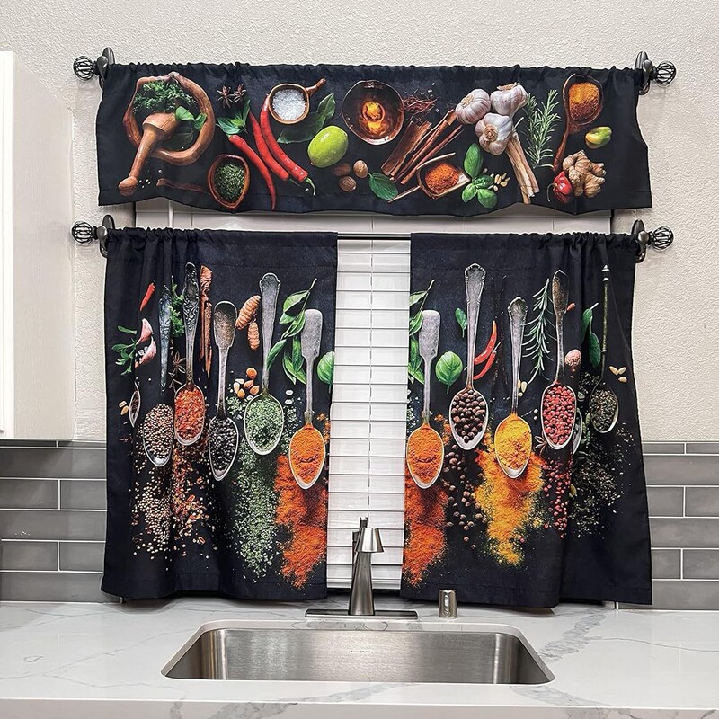 Cross-border Curtain Window Curtain Curtain Small Curtain Coffee Curtain Digital Printing Curtain Arbitrary Pattern Making Sleeve Punch-free