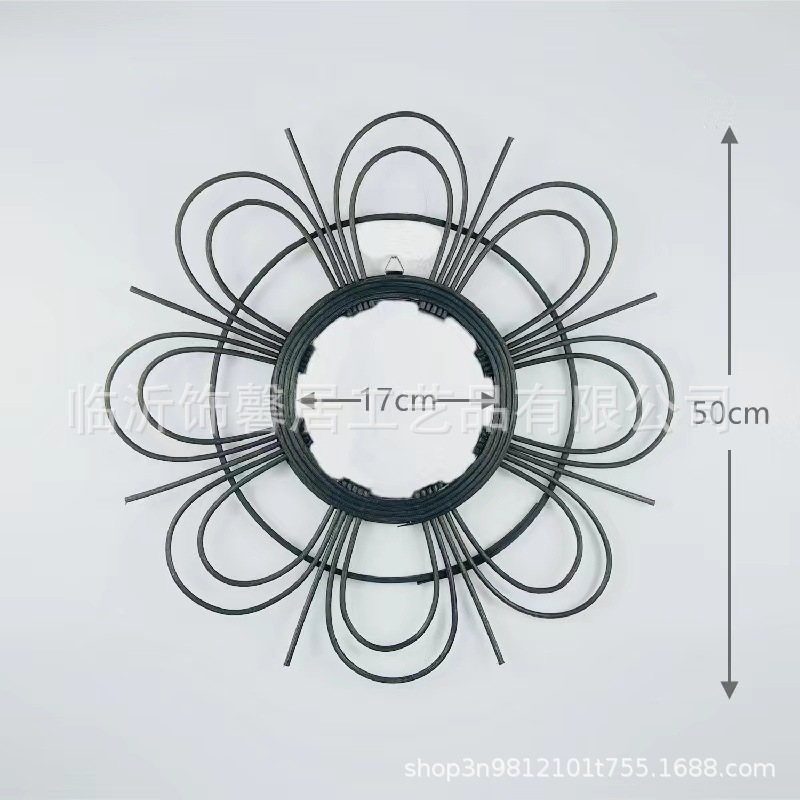 Espejo de maquillaje de ratana escandinavo, espejo de maquillaje, colgante de sala de estar, dormitorio, espejo decorativo, accesorios de fotografía, espejo colgante