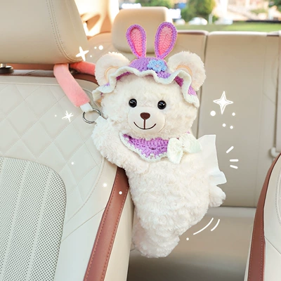 Car tissue box/set — tissue box, cute cartoon - purple-eared-white-bearupgraded-spacesmooth-tissue-dispensing