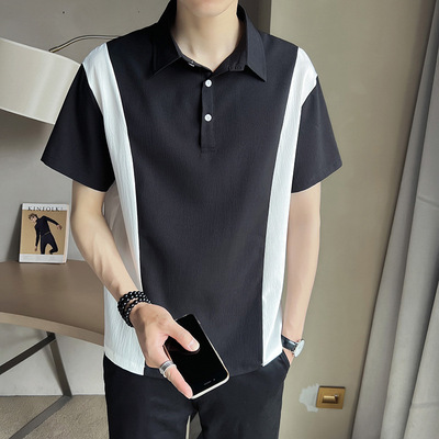 2022 summer new pattern men's wear Short sleeved POLO Teenagers fashion Simplicity Color matching Easy T-shirt