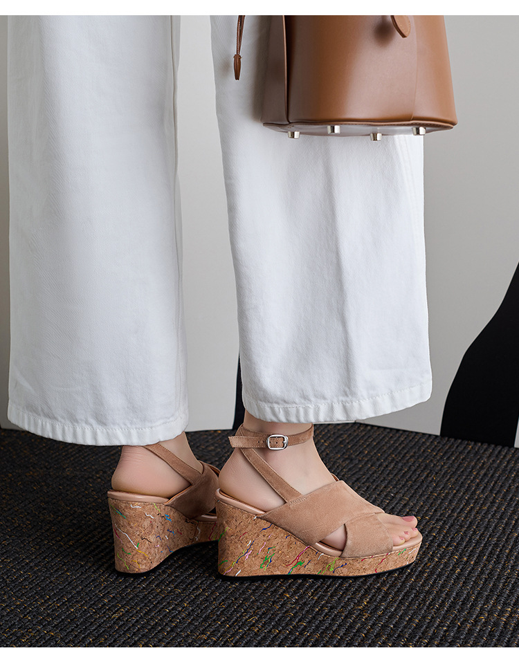 Sandal cao gót nữ quai chéo đế xuồng, gót 9 cm, hở mũi, khóa một chữ — xanh lá cây, màu kaki chi tiết 18