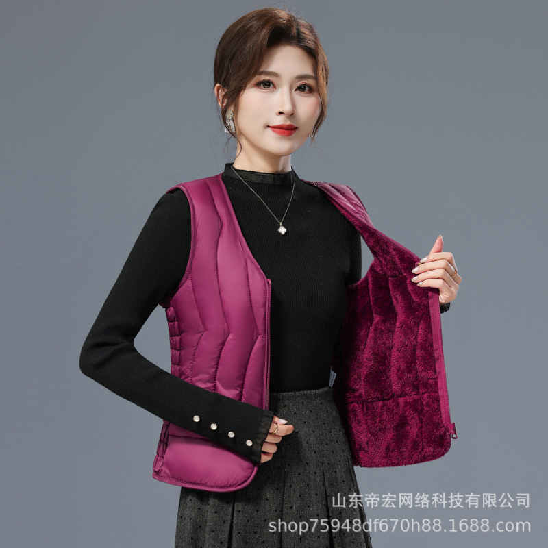 2025女士秋冬新款加绒棉马甲加厚大码中老年内穿保暖棉服马夹背心|undefined