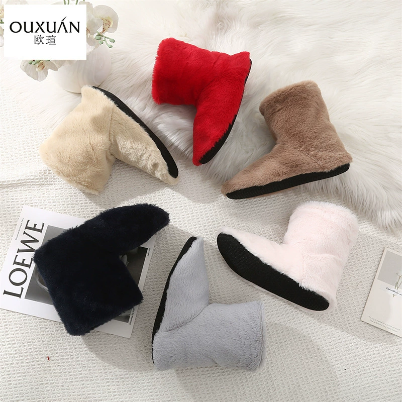 Сапоги однотонные зимние теплые утолщенные на флисовой подкладке, женская домашняя Сменная обувь, ограничительная обувь