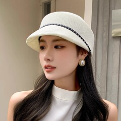 アヒルの舌の帽子の子供の春秋の薄い金の通気性の英倫の馬術の帽子の名媛は顔の小さい気質を現します。