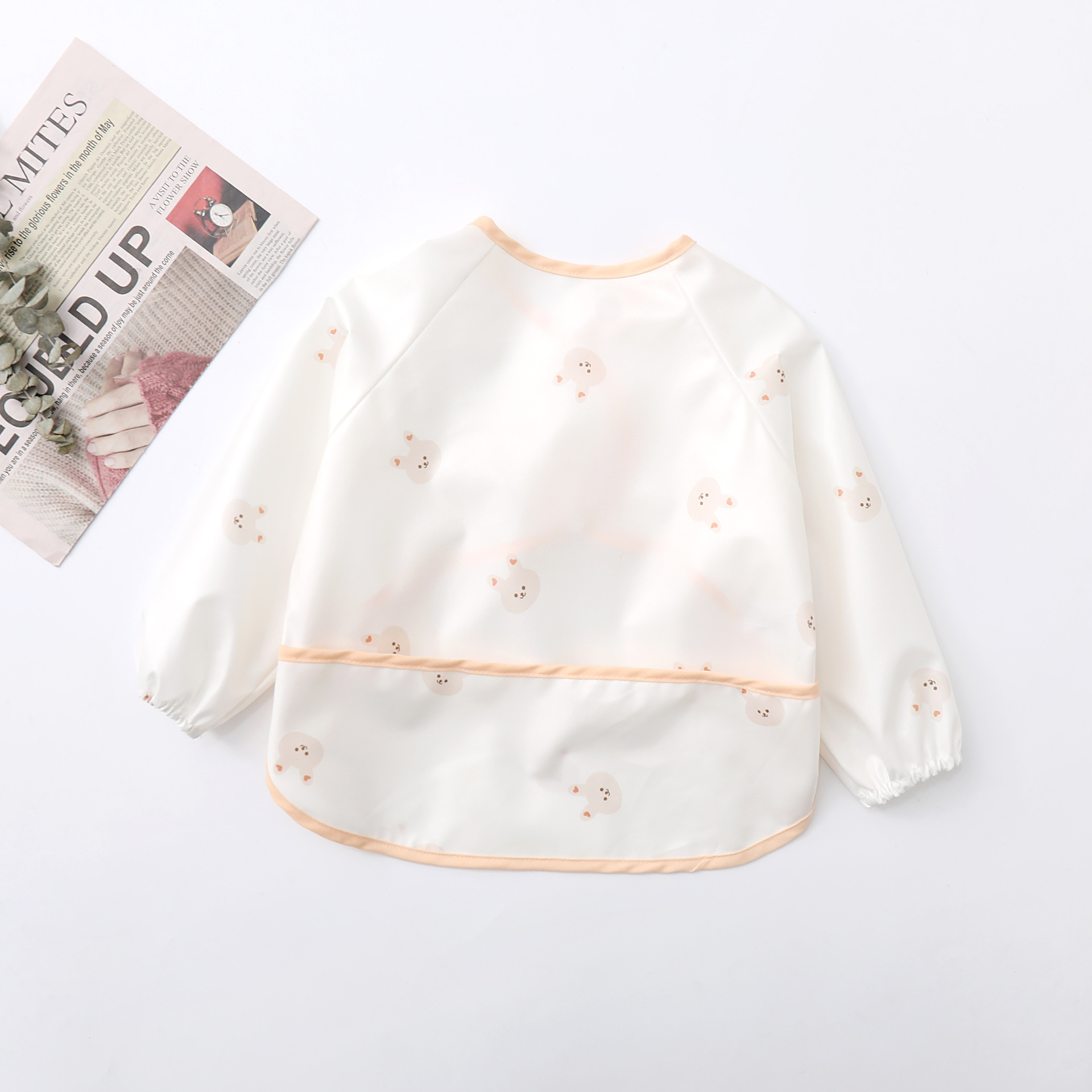 Babero Impermeable de Manga Larga para Bebé, Estilo Coreano INS con Respaldo de TPU - Ropa de Alimentación para Niño