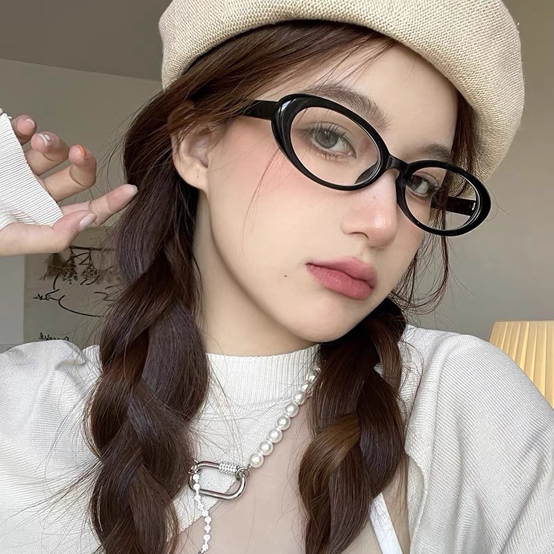 Gafas Ovaladas Pequeñas Retro para Mujer, Modernas y Sencillas, Aptas para Lentes Graduadas, Anti-Luz Azul, Montura Ultraligera y Cómoda, Montura de Plástico, 2026