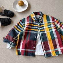 儿童衬衫25春男女童日系潮牌英伦格子衬衣中小童翻领宝宝上衣